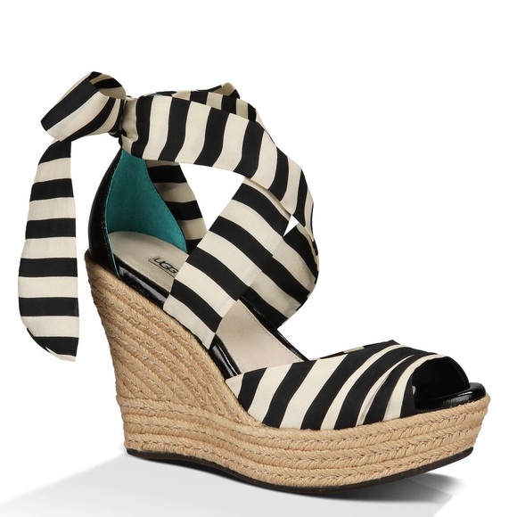 UGG Shoes - Ugg Lucianna Espadrille Wedge Silk Tie Wedges 8.5